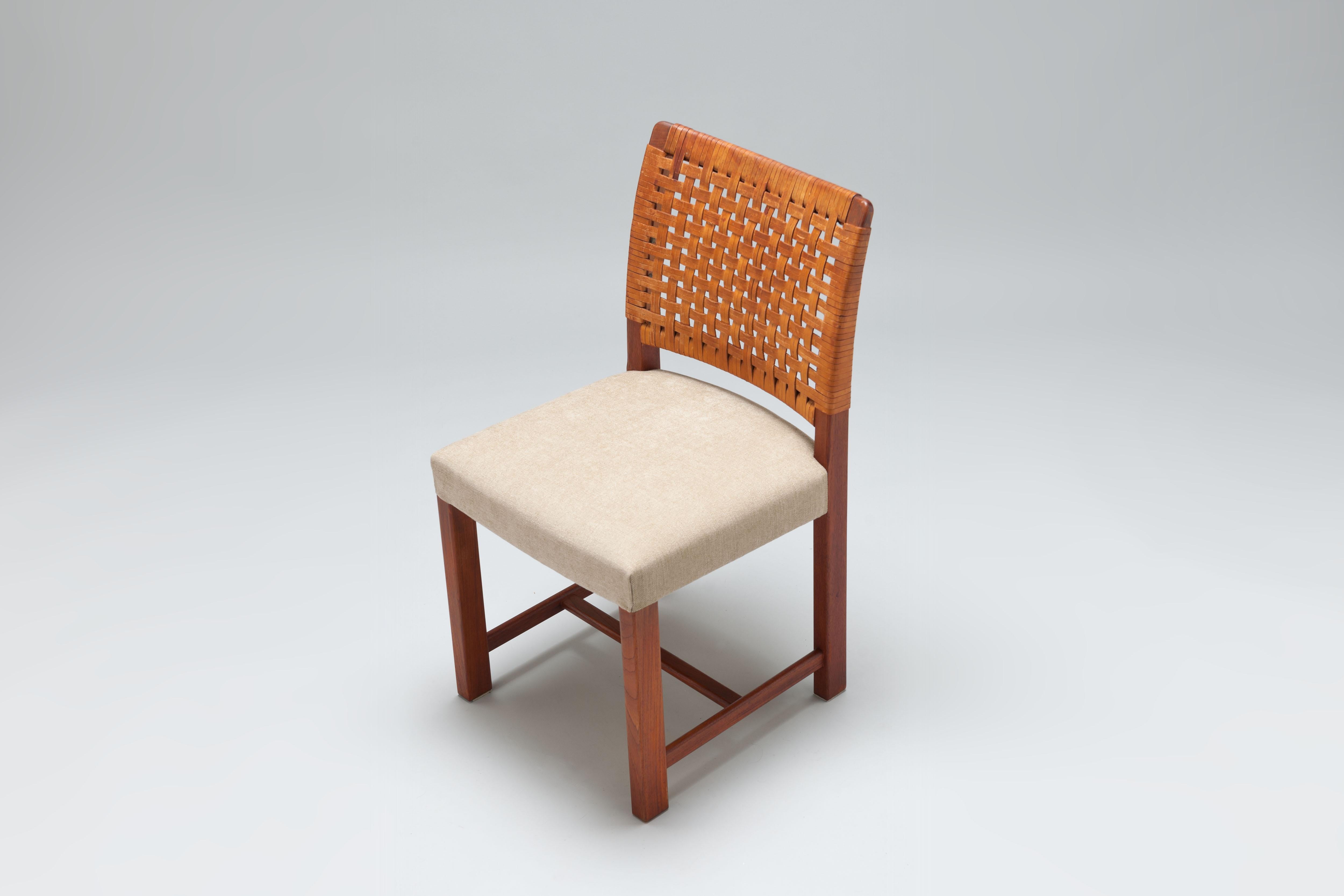 Braided Leather & Teak 'Näyttely' Chairs by Carl Gustaf Hiort Af Ornäs For Sale 8