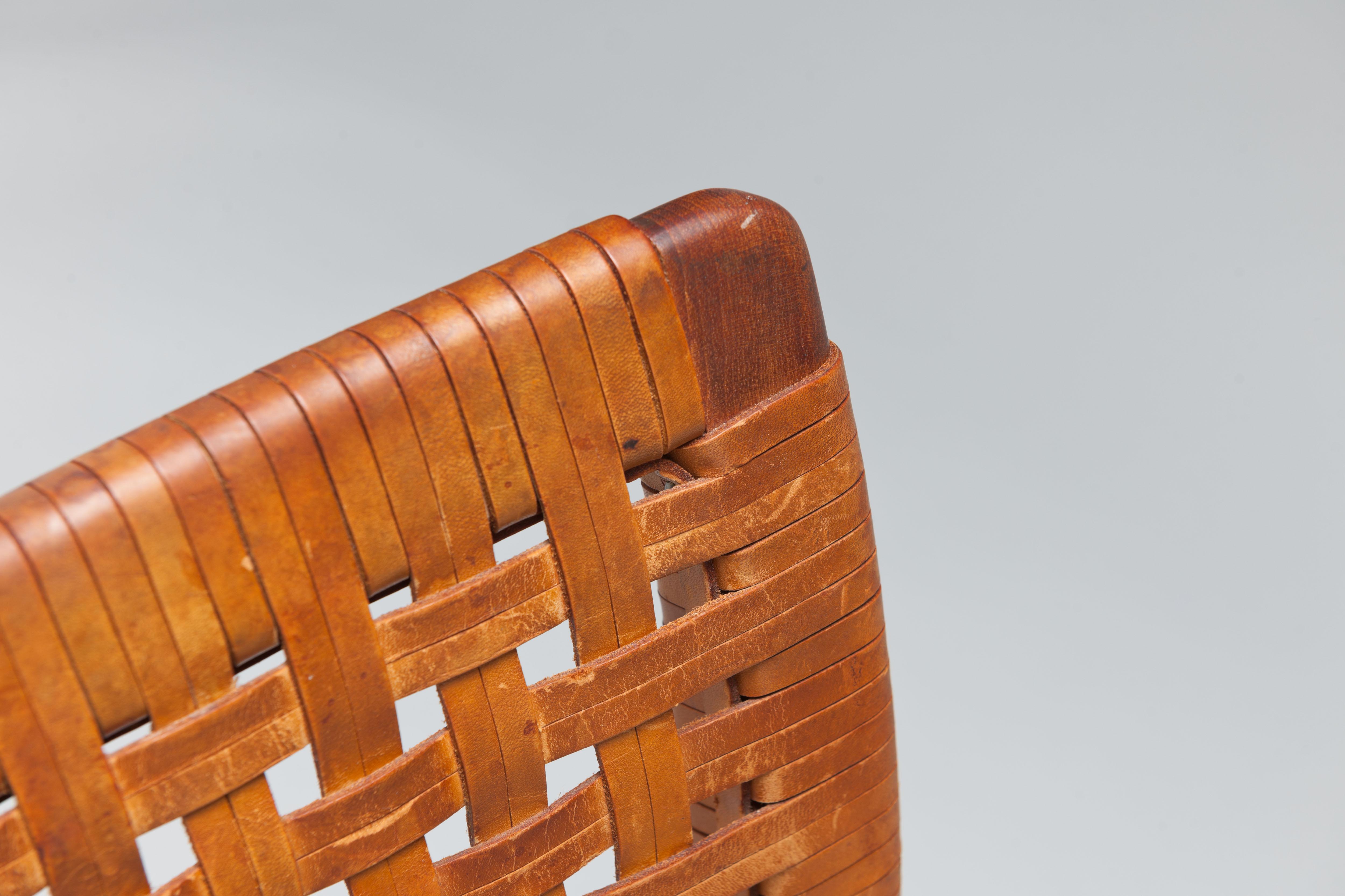 Braided Leather & Teak 'Näyttely' Chairs by Carl Gustaf Hiort Af Ornäs For Sale 10