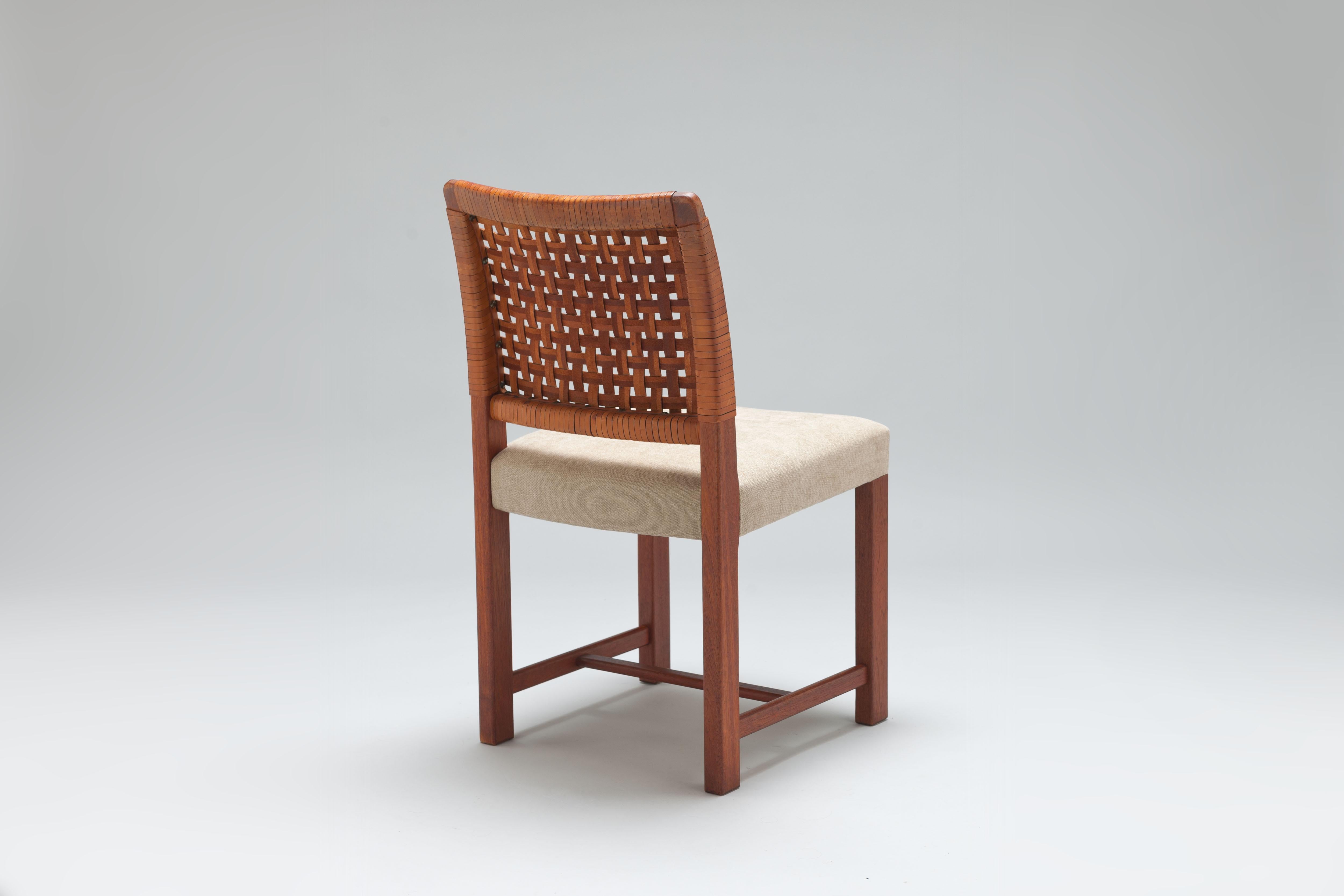 Mid-20th Century Braided Leather & Teak 'Näyttely' Chairs by Carl Gustaf Hiort Af Ornäs For Sale