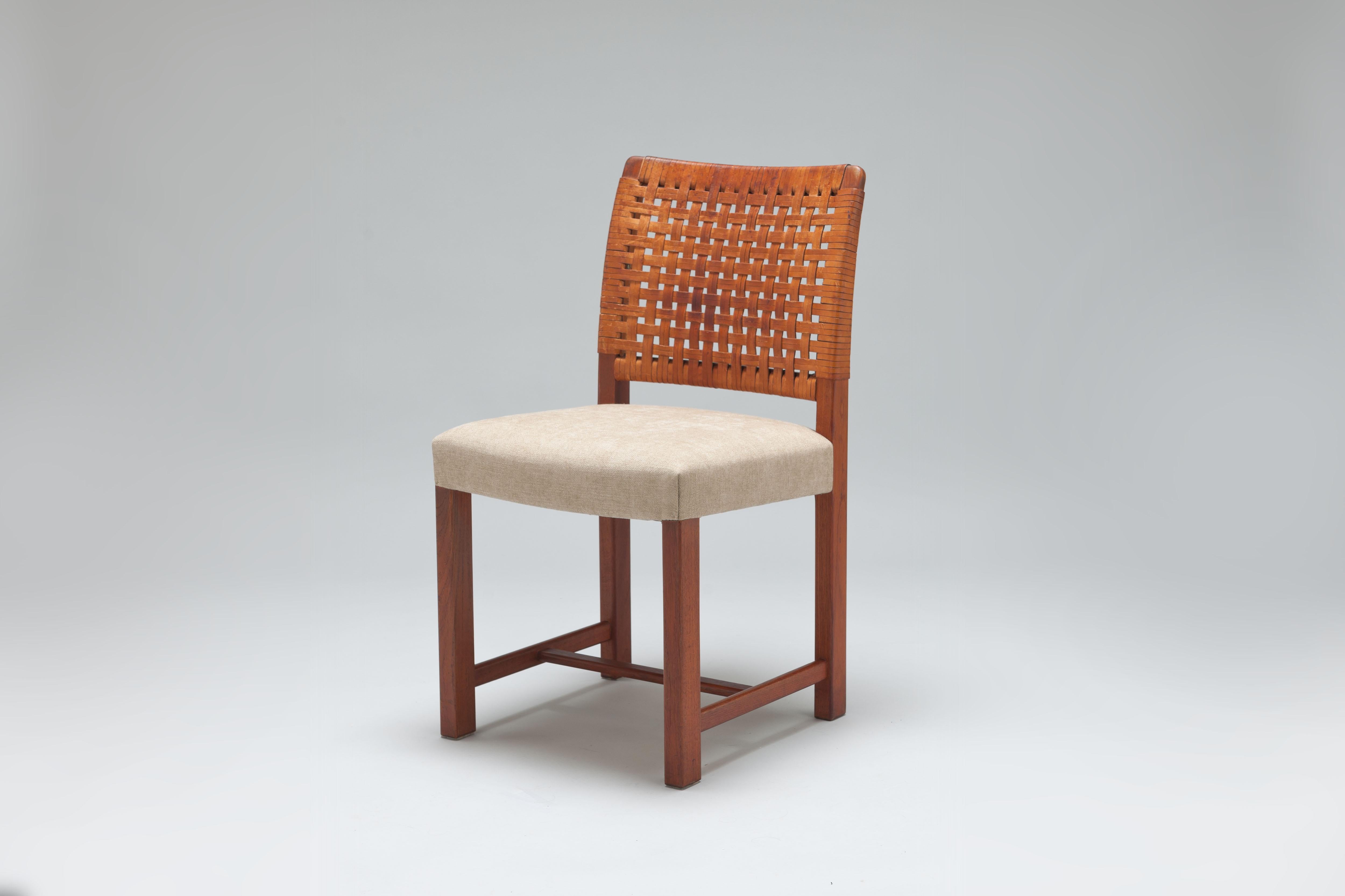 Braided Leather & Teak 'Näyttely' Chairs by Carl Gustaf Hiort Af Ornäs For Sale 1