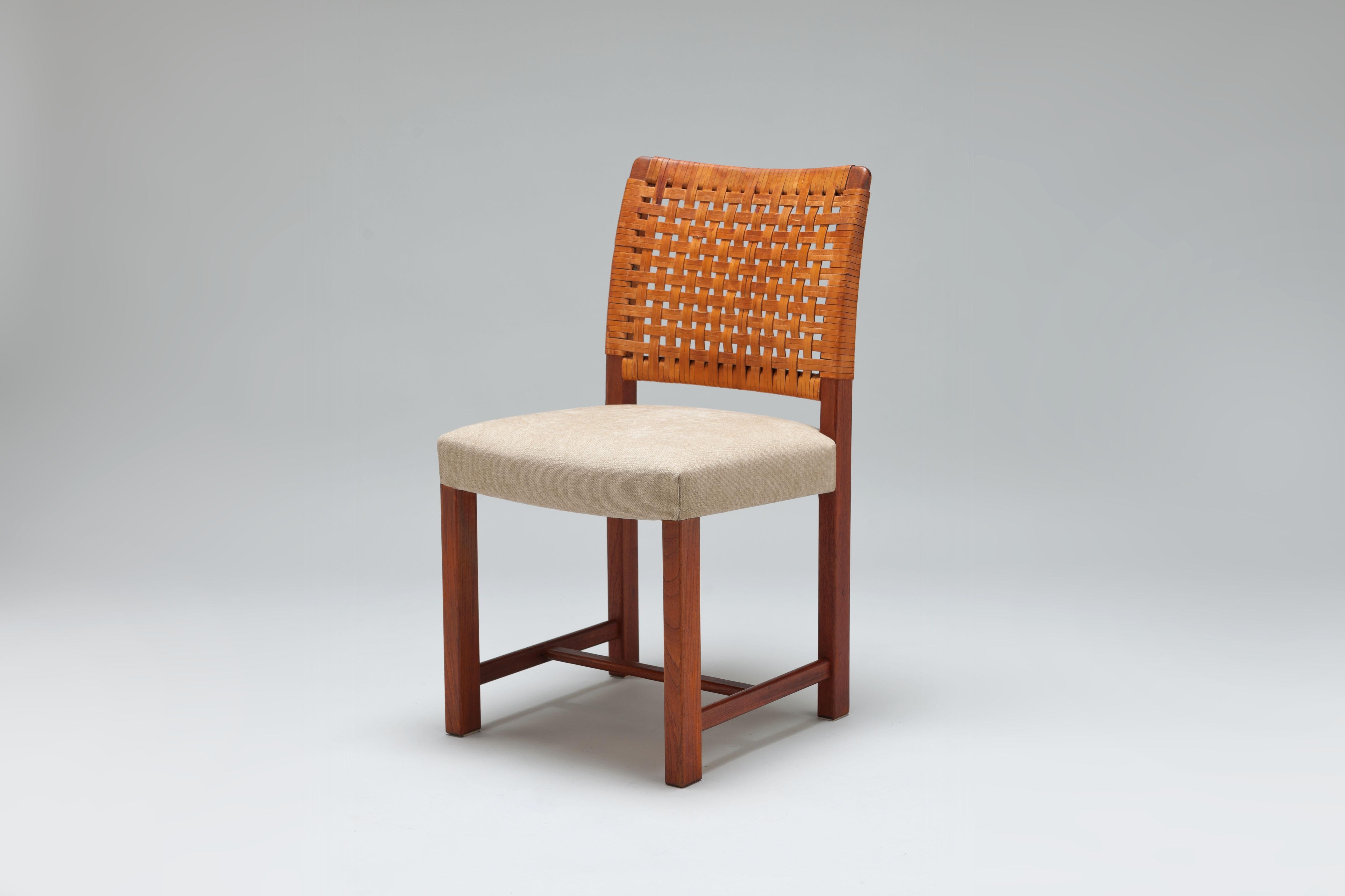Braided Leather & Teak 'Näyttely' Chairs by Carl Gustaf Hiort Af Ornäs For Sale 2