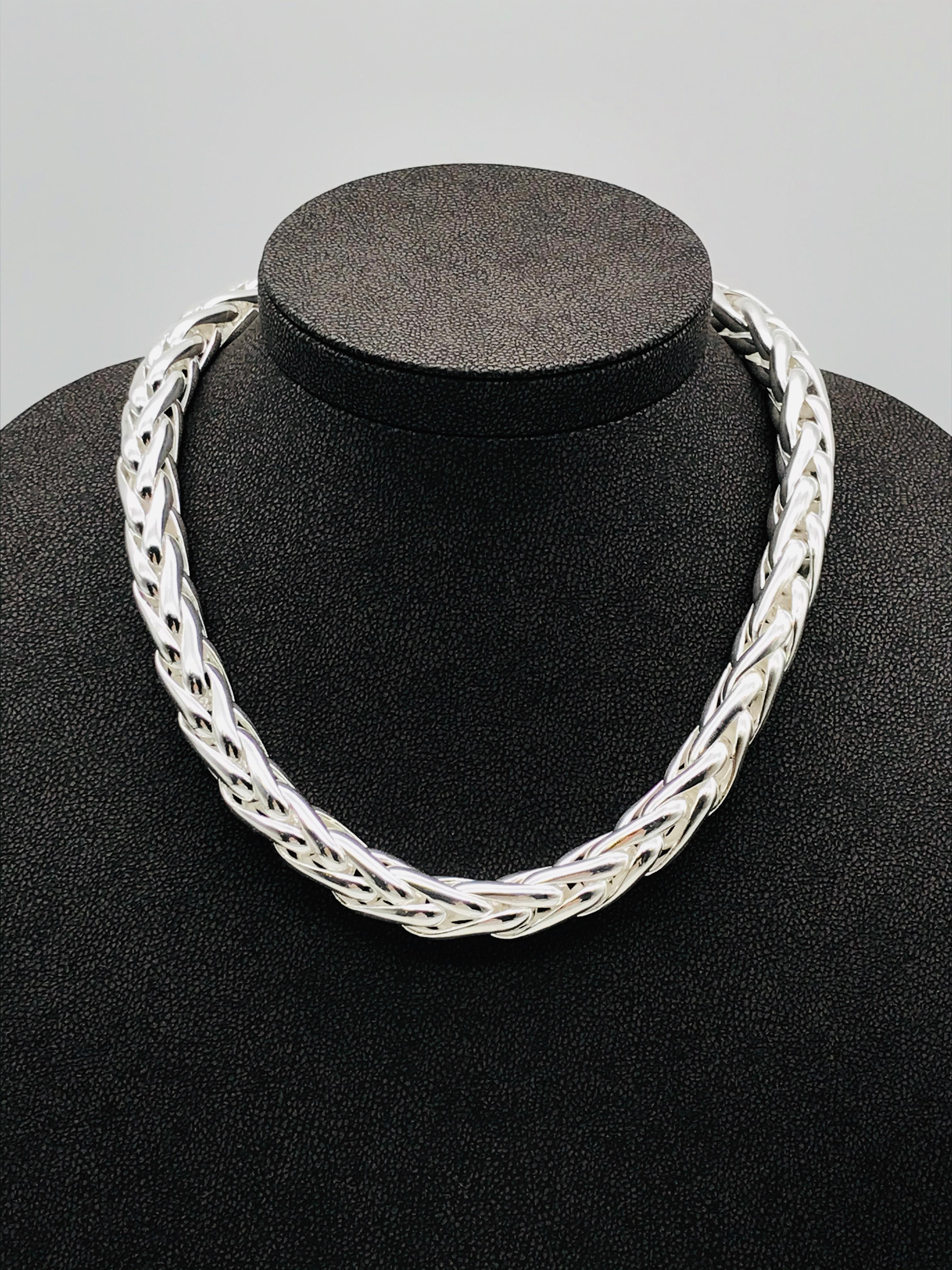 Women's Braided Mesh Silver Necklace For Sale