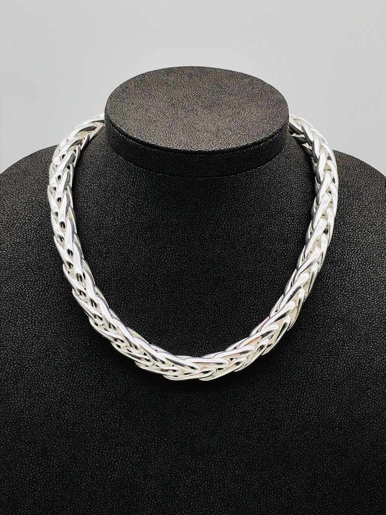 Braided Mesh Silver Necklace at 1stDibs