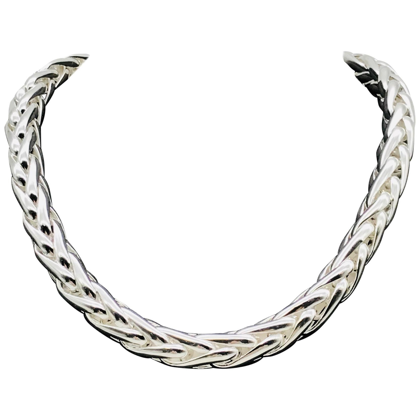 Braided Mesh Silver Necklace