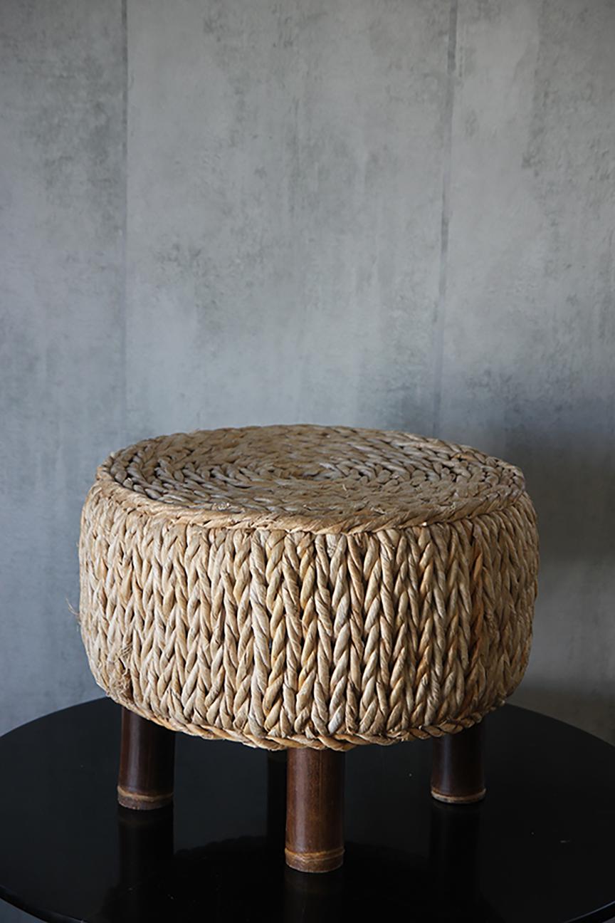 Pouf tressé à la manière d'Adrien Audoux et Frida Minet en vente 3