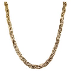 Braided Quadra Link Wheat Chain Necklace in 14 Karat Gold