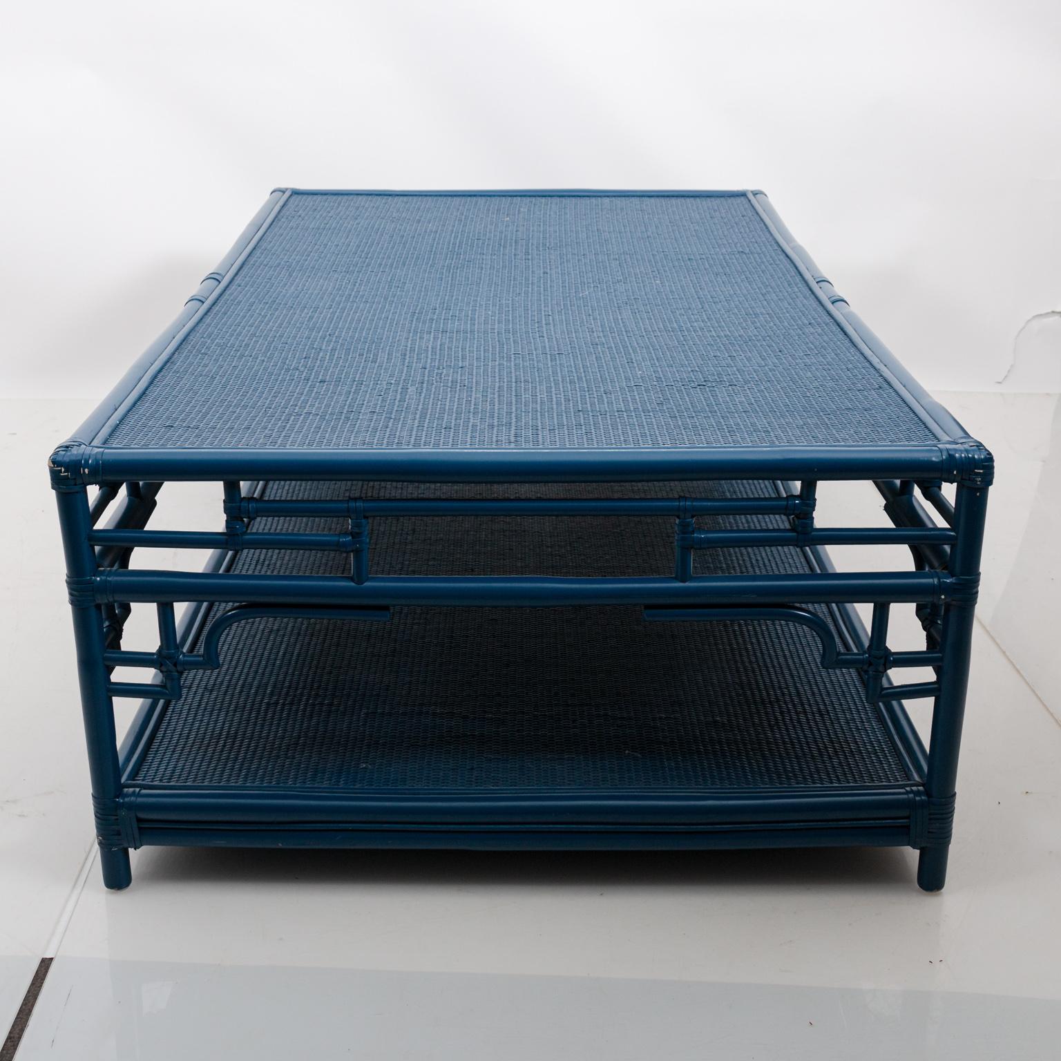 Braided Rattan and Faux Bamboo Coffee Table In Fair Condition In Stamford, CT