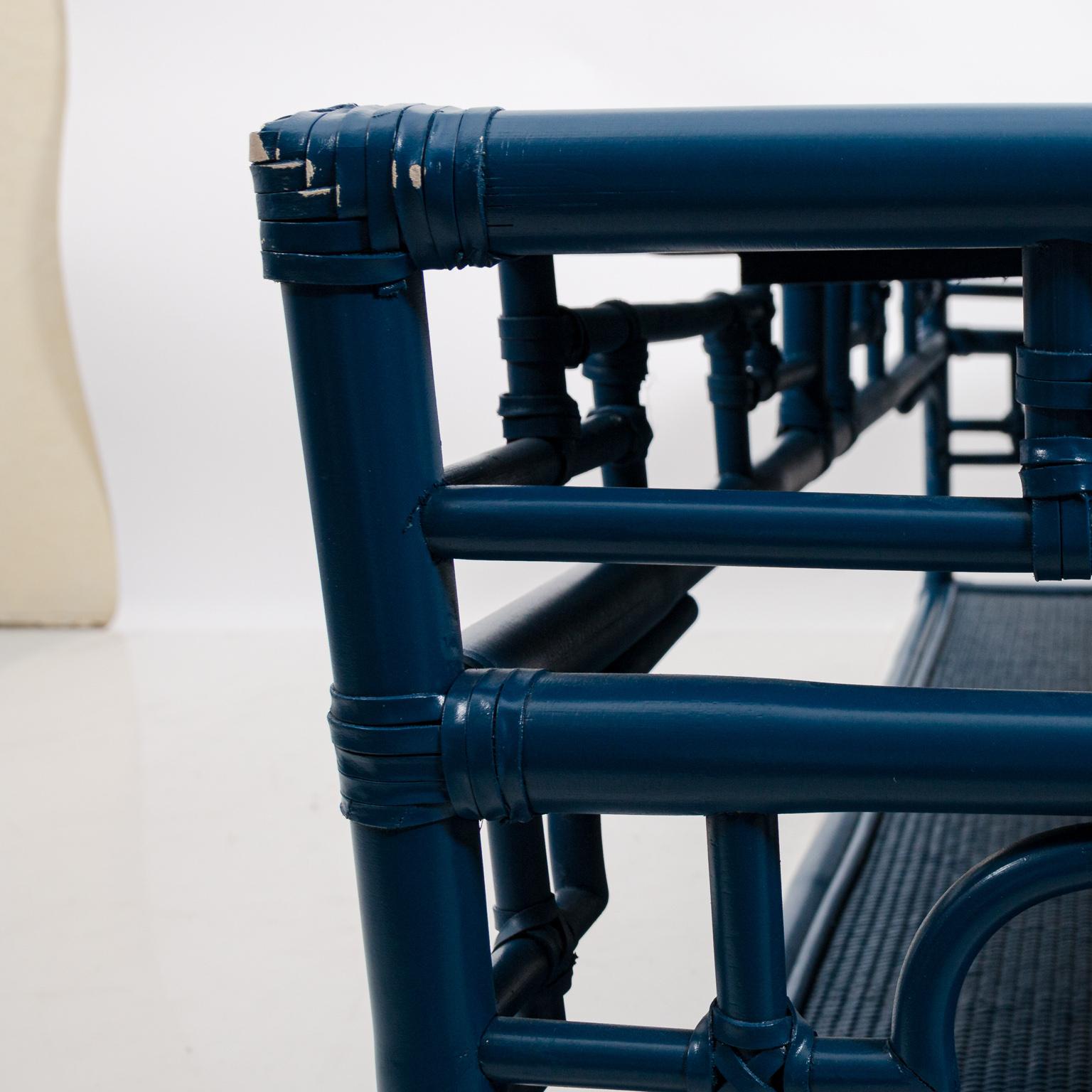 Mid-20th Century Braided Rattan and Faux Bamboo Coffee Table