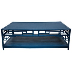 Braided Rattan and Faux Bamboo Coffee Table