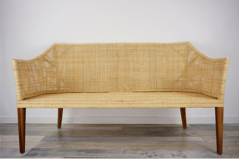 Braided Rattan And Teak Wooden Sofa For Sale at 1stDibs rattan and teak