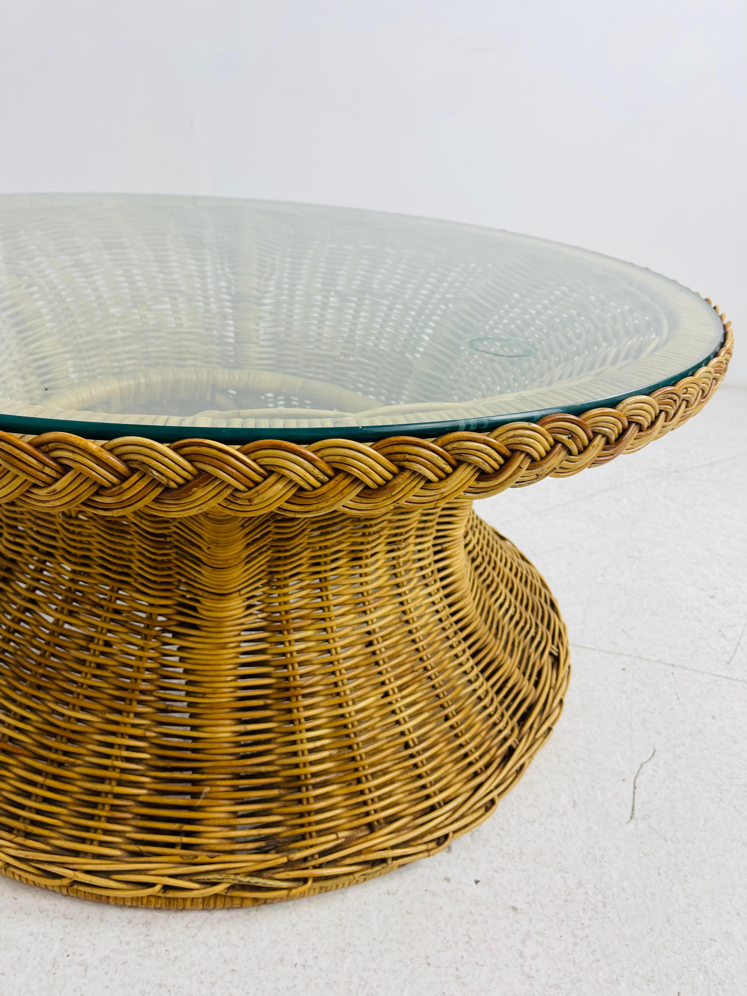 Braided Rattan Coffee Table by Wicker Works 5