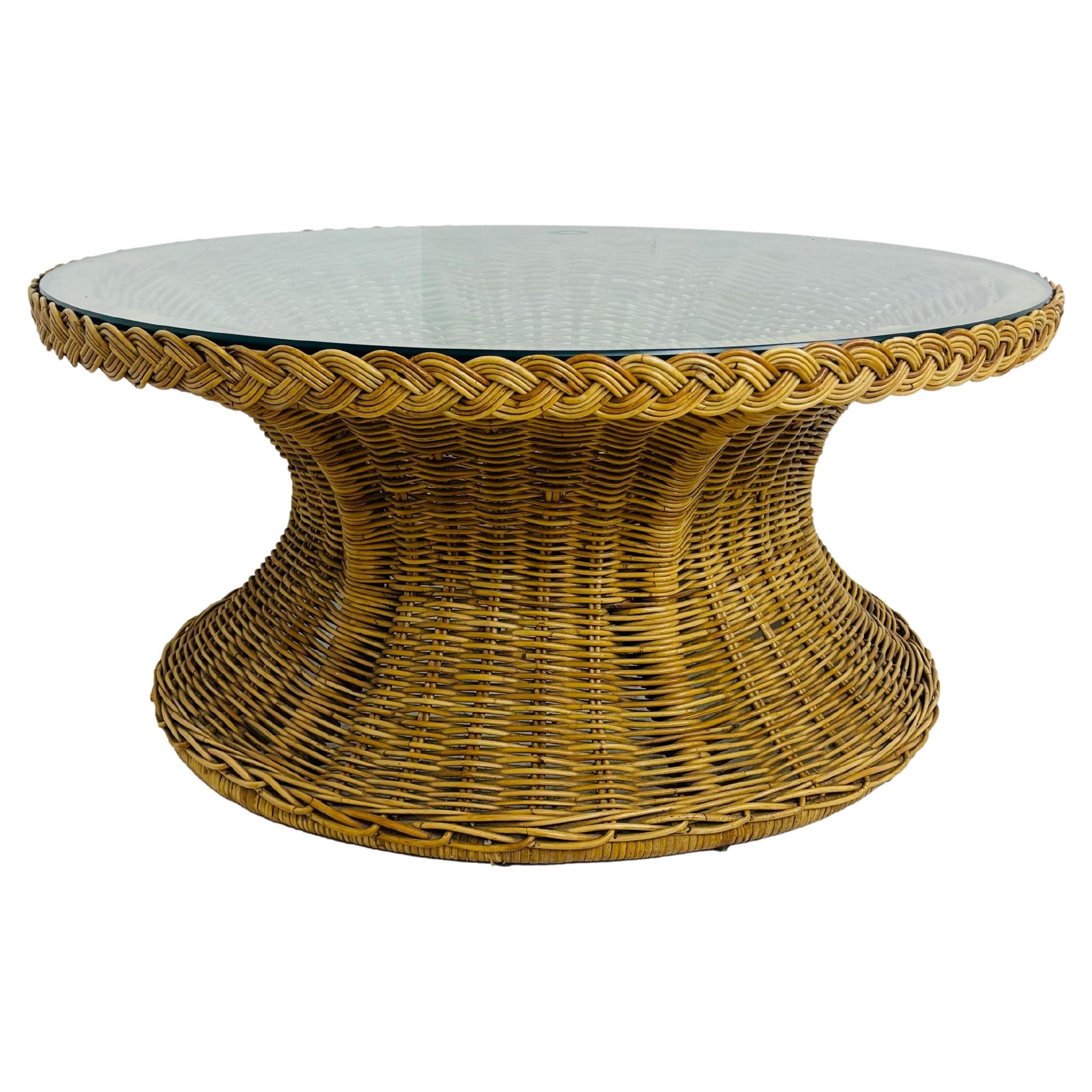 Braided Rattan Coffee Table by Wicker Works