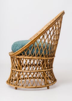Braided Rattan "Corbeille" Bergère - France 1960s