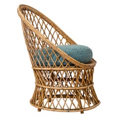 Braided Rattan "Corbeille" Bergère - France 1960s