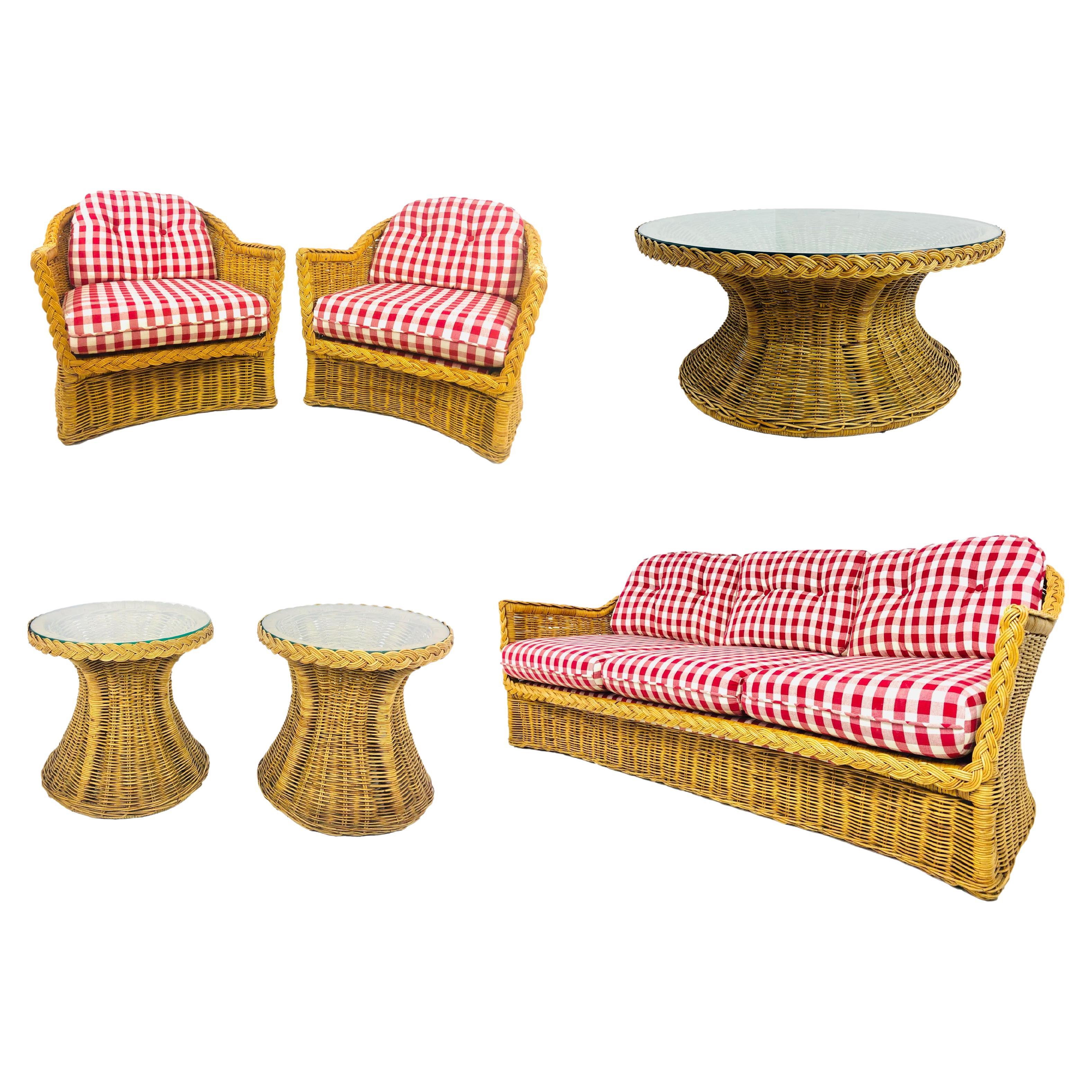 Braided Rattan Living Room Set by Wicker Works