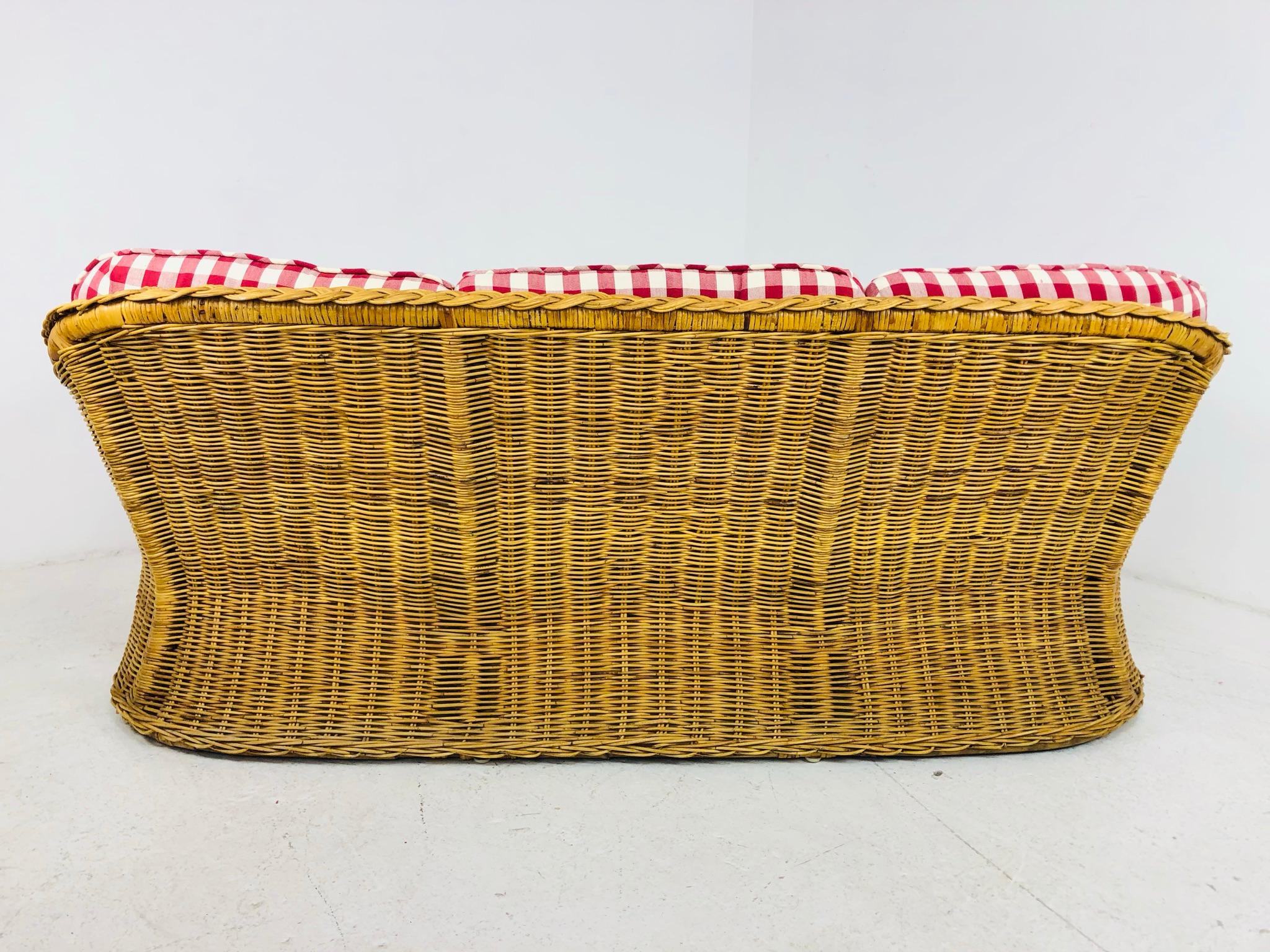 Late 20th Century Braided Rattan Sofa by Wicker Works