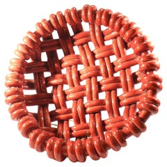 Braided red ceramic bowl from Vallauris, France 1950s