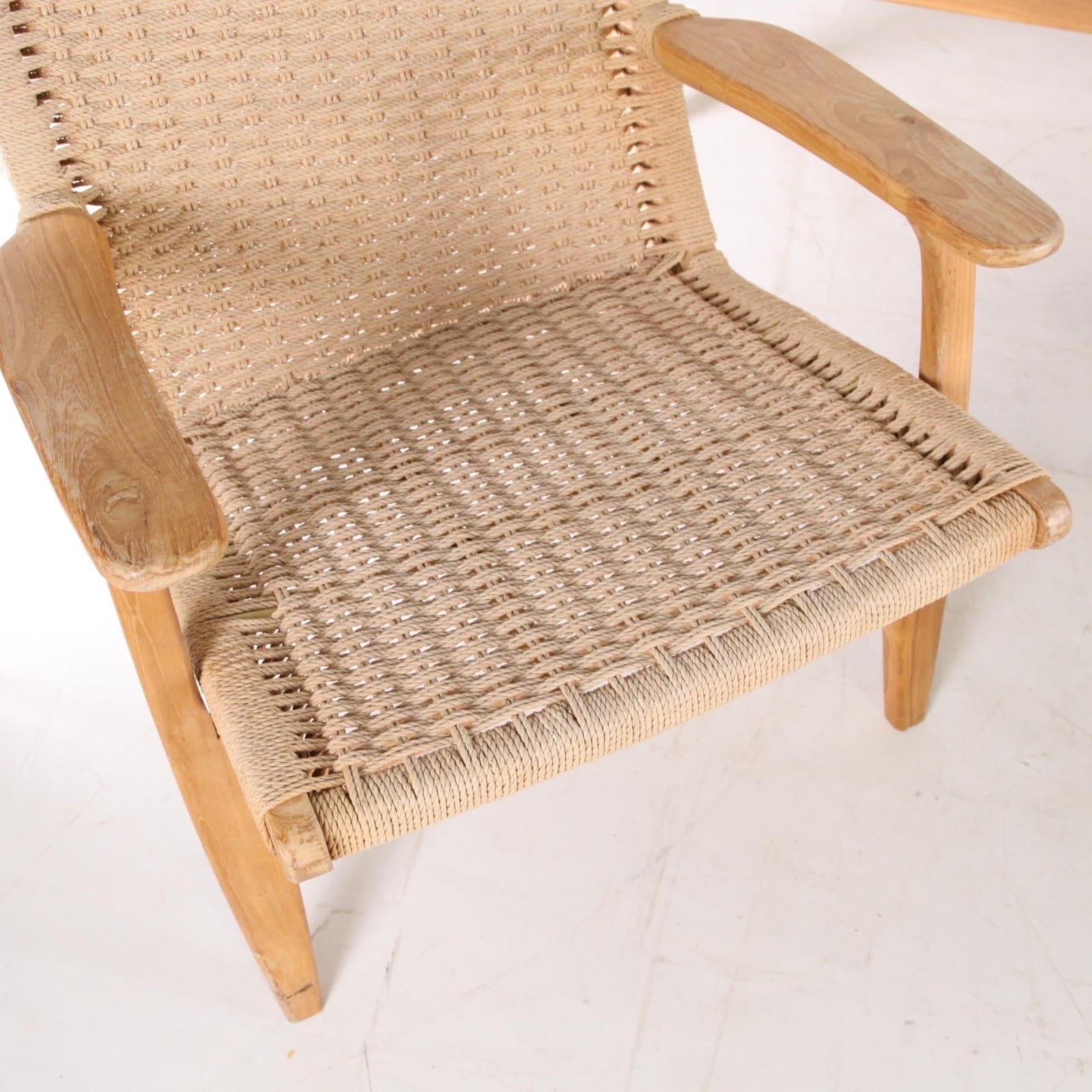 Late 20th Century Braided rope and wood lounge set For Sale