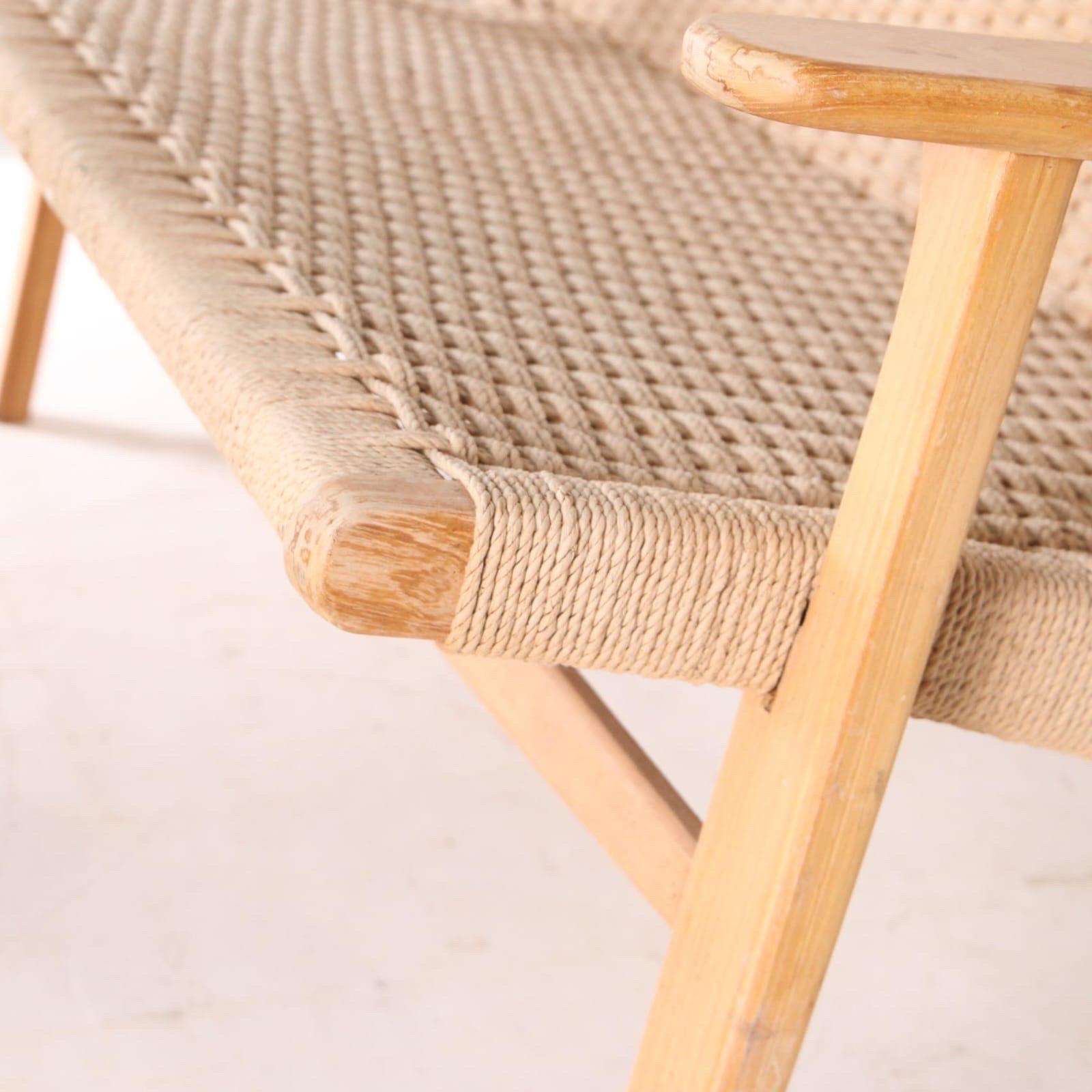 Lounge-Set aus geflochtenem Seil und Holz im Angebot 2