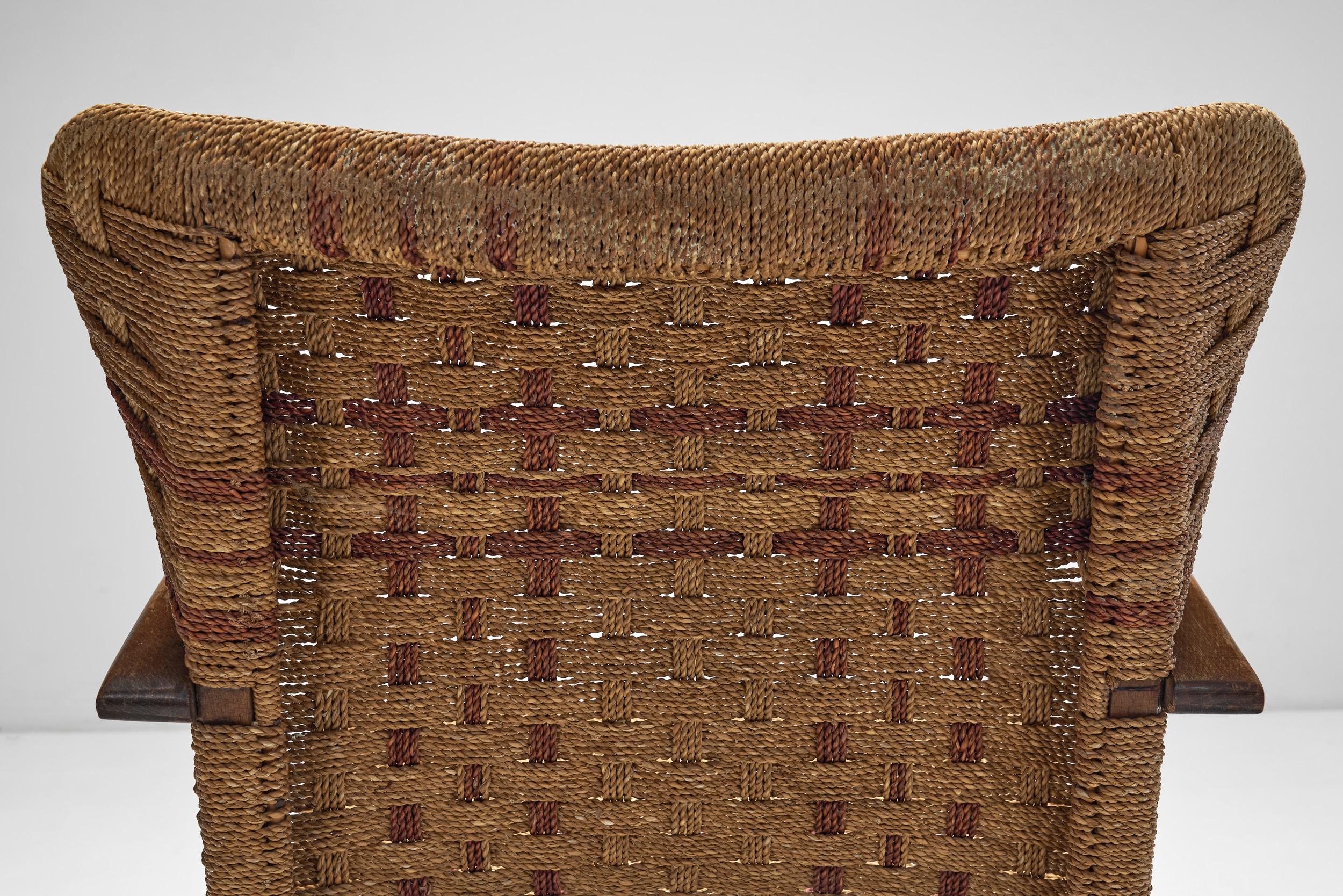 Fauteuil en corde tressée à la manière d'Erich Diekmann, The Netherlands 1940s en vente 5