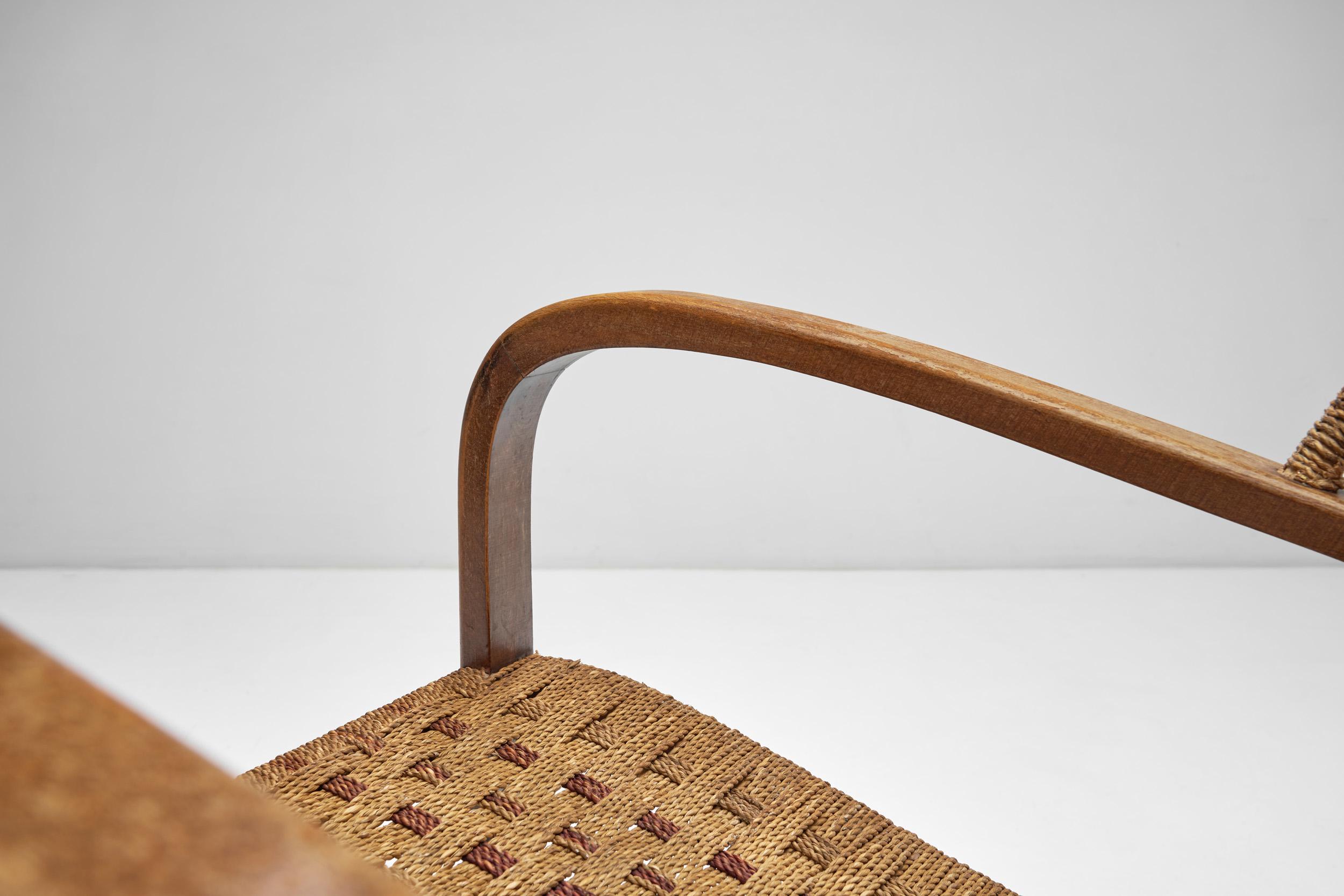 Corde Fauteuil en corde tressée à la manière d'Erich Diekmann, The Netherlands 1940s en vente