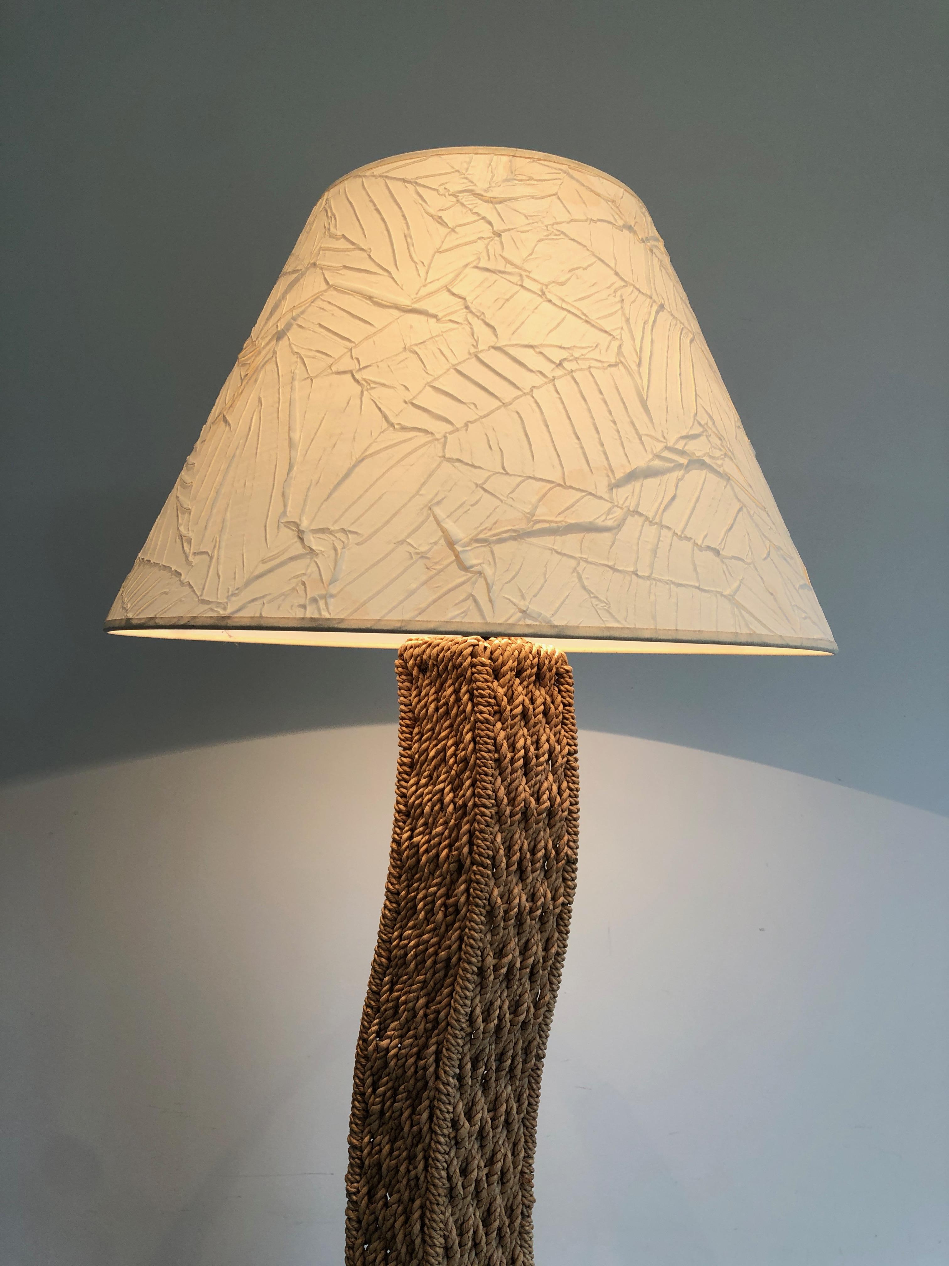 Braided Rope Floor Lamp on a Square Metal Base. Japonses Work, circa 1980 For Sale 9
