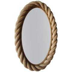 Miroir ovale en corde tressée par Audoux et Minet
