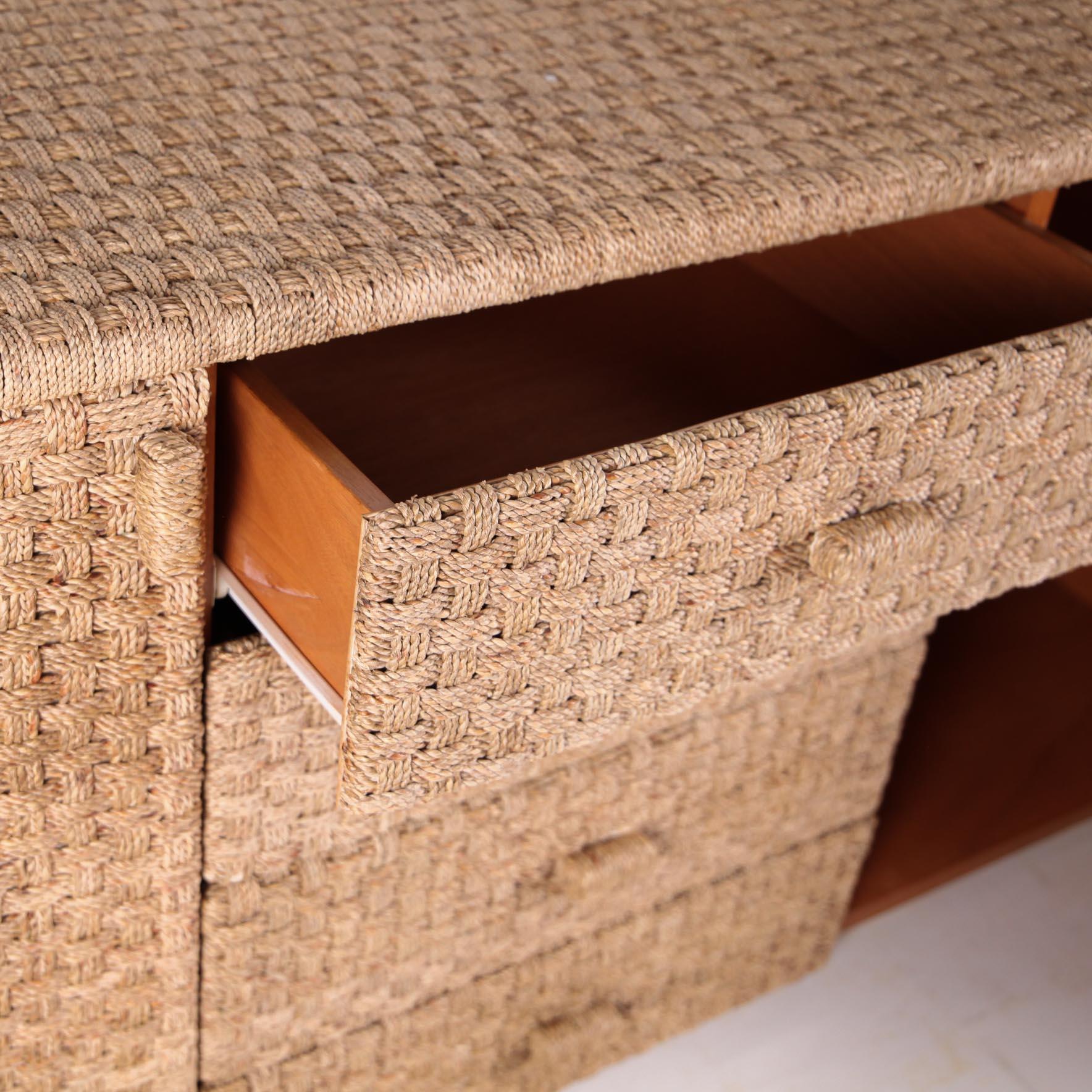Braided seagrass sideboard For Sale 3