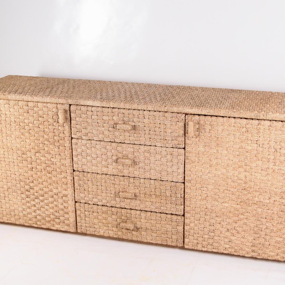 Mid-Century Modern Braided seagrass sideboard For Sale