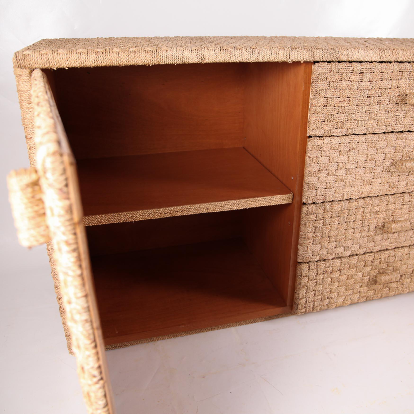 Hand-Woven Braided seagrass sideboard For Sale