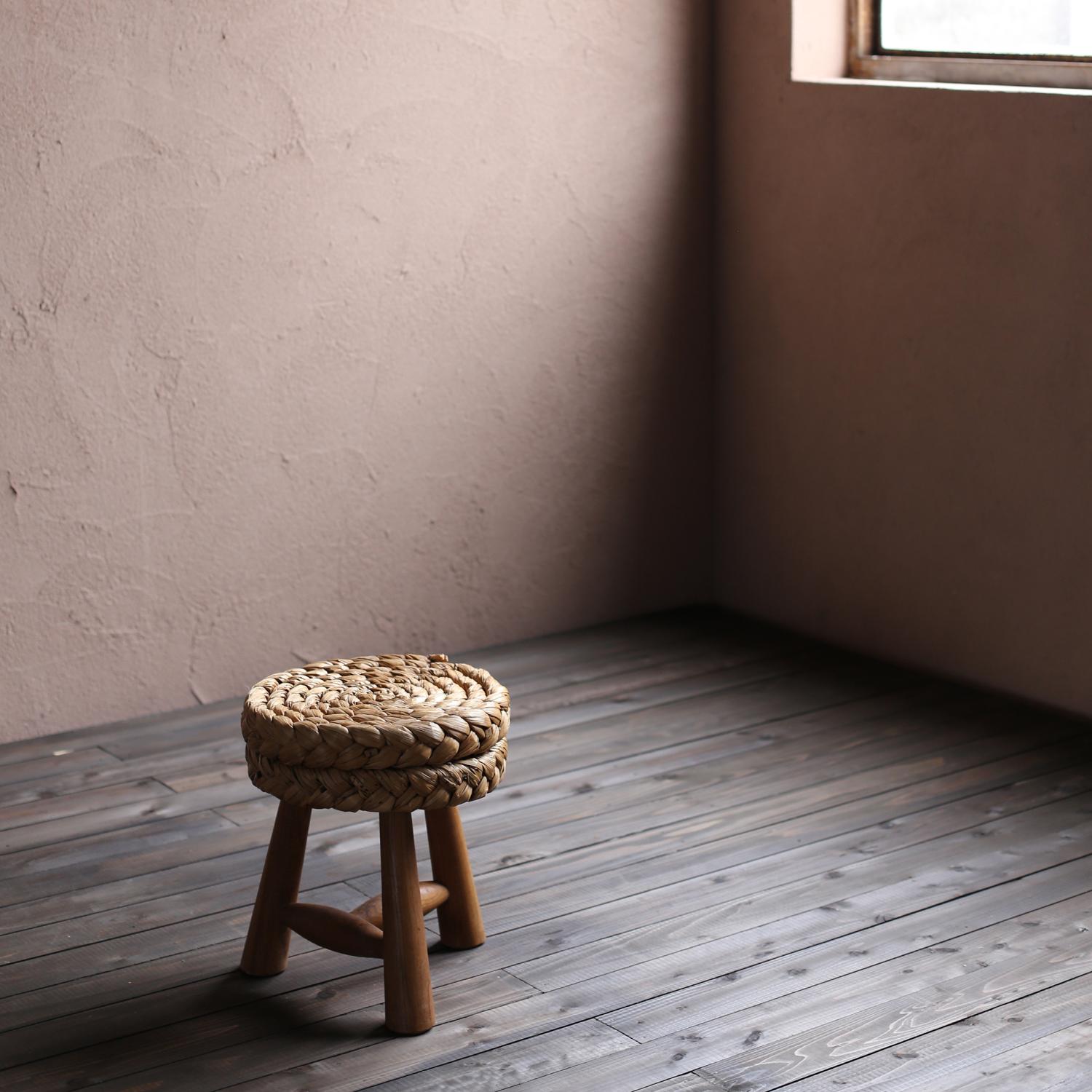 Mid-Century Modern Braided Stool by Adrien Audoux & Frida Minet