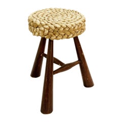 Braided Stool by Adrien Audoux & Frida Minet, France, 1950s