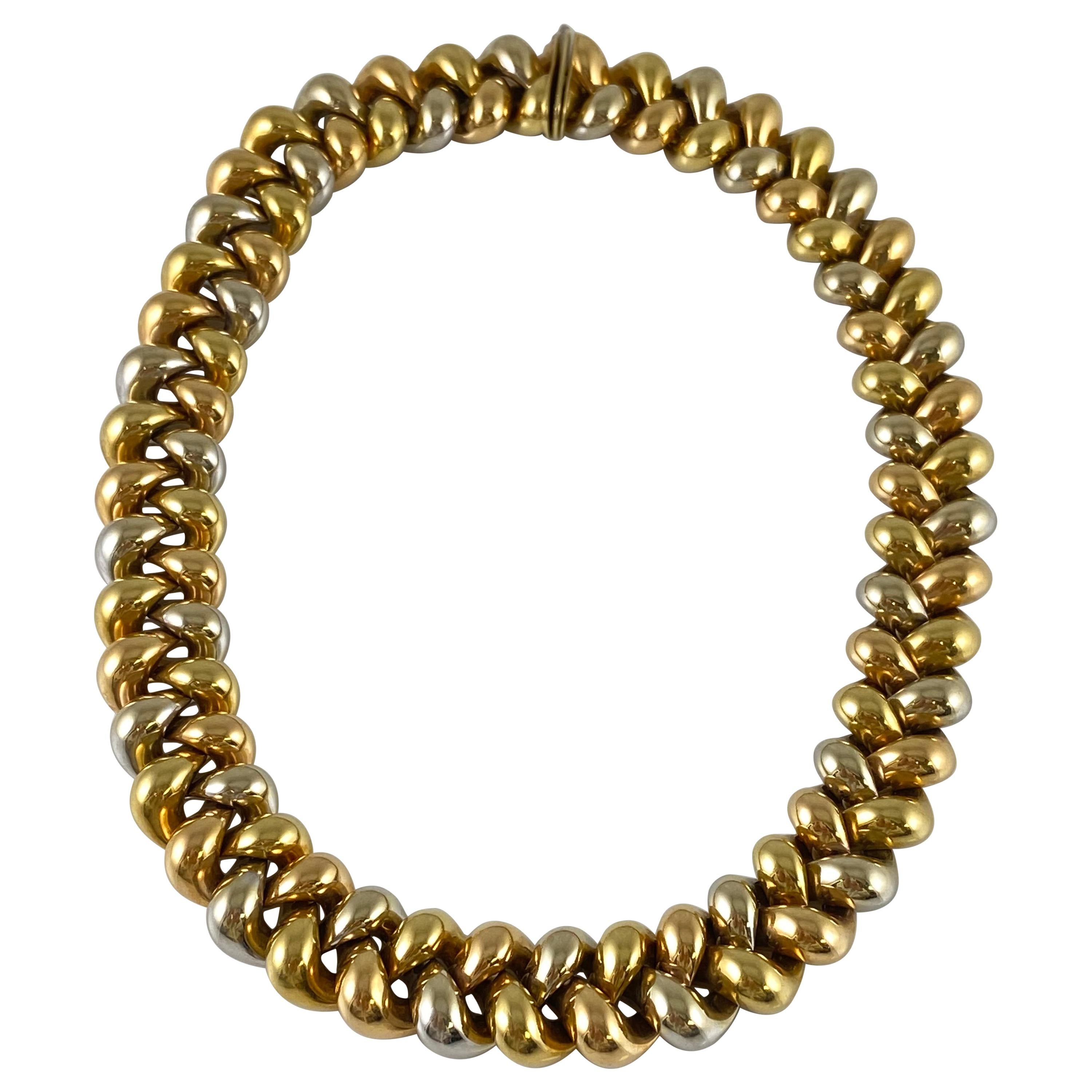 Braided Style 18 Karat Two-Tone Gold Necklace