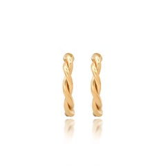 Braided Twisted 14K (or 18k upon request) Yellow Gold Hoop Earrings