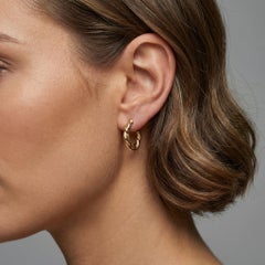 Braided Twisted 14K (or 18k upon request) Yellow Gold Hoop Earrings