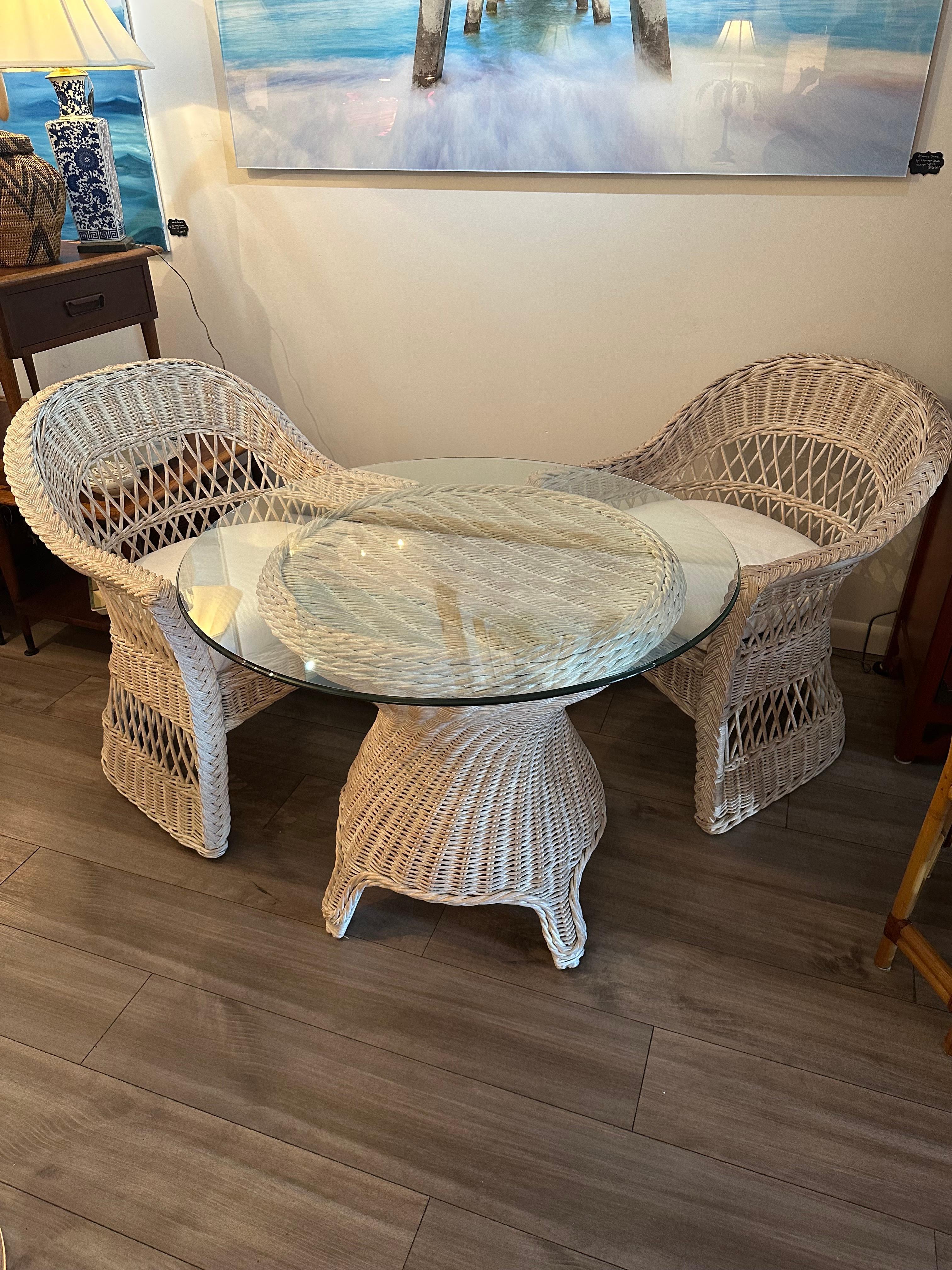 20th Century Braided Wicker 3 Piece Dinette by Henry Link
