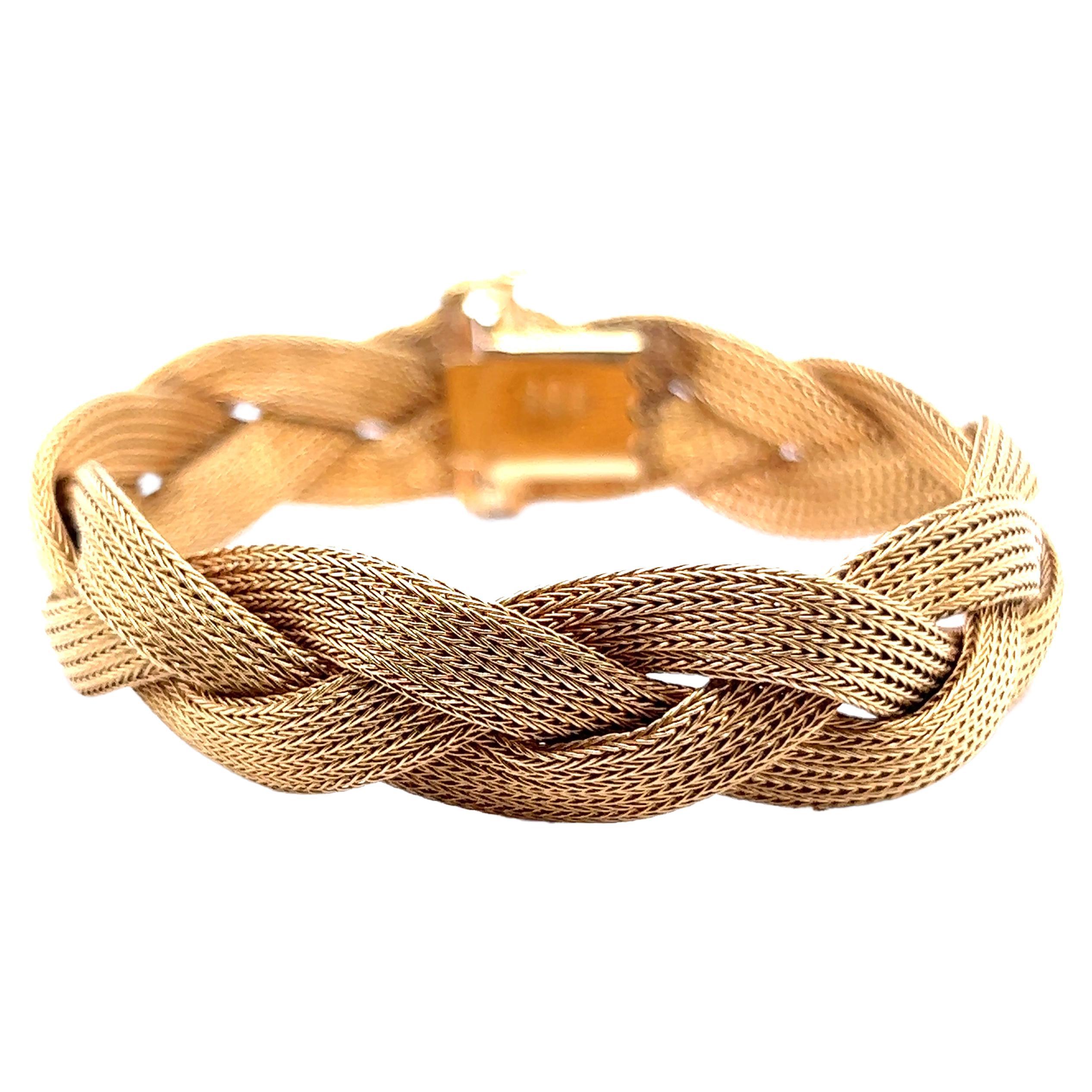 Braided Woven Bracelet in 18 Karat Red Gold For Sale