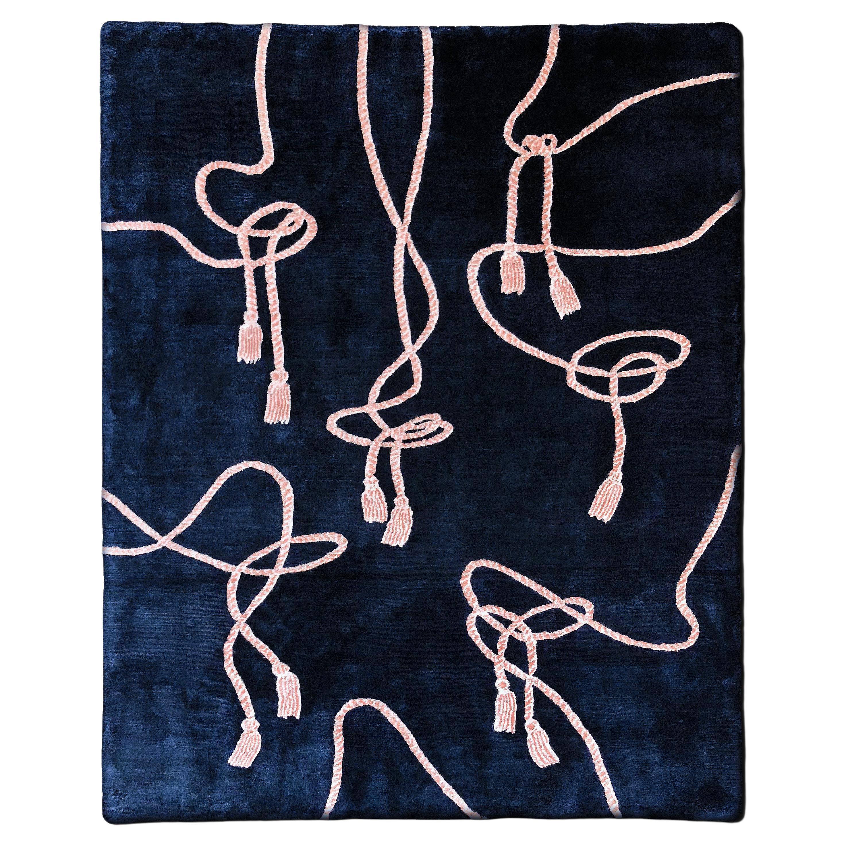 Braids Rug by Ekaterina Elizarova, Hand Knotted 100% New Zealand Wool 100x125cm For Sale