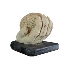 Vintage Brain Hand, Artwork, Dominic Hurley, English, Bath Stone, Decorative, Sculpture