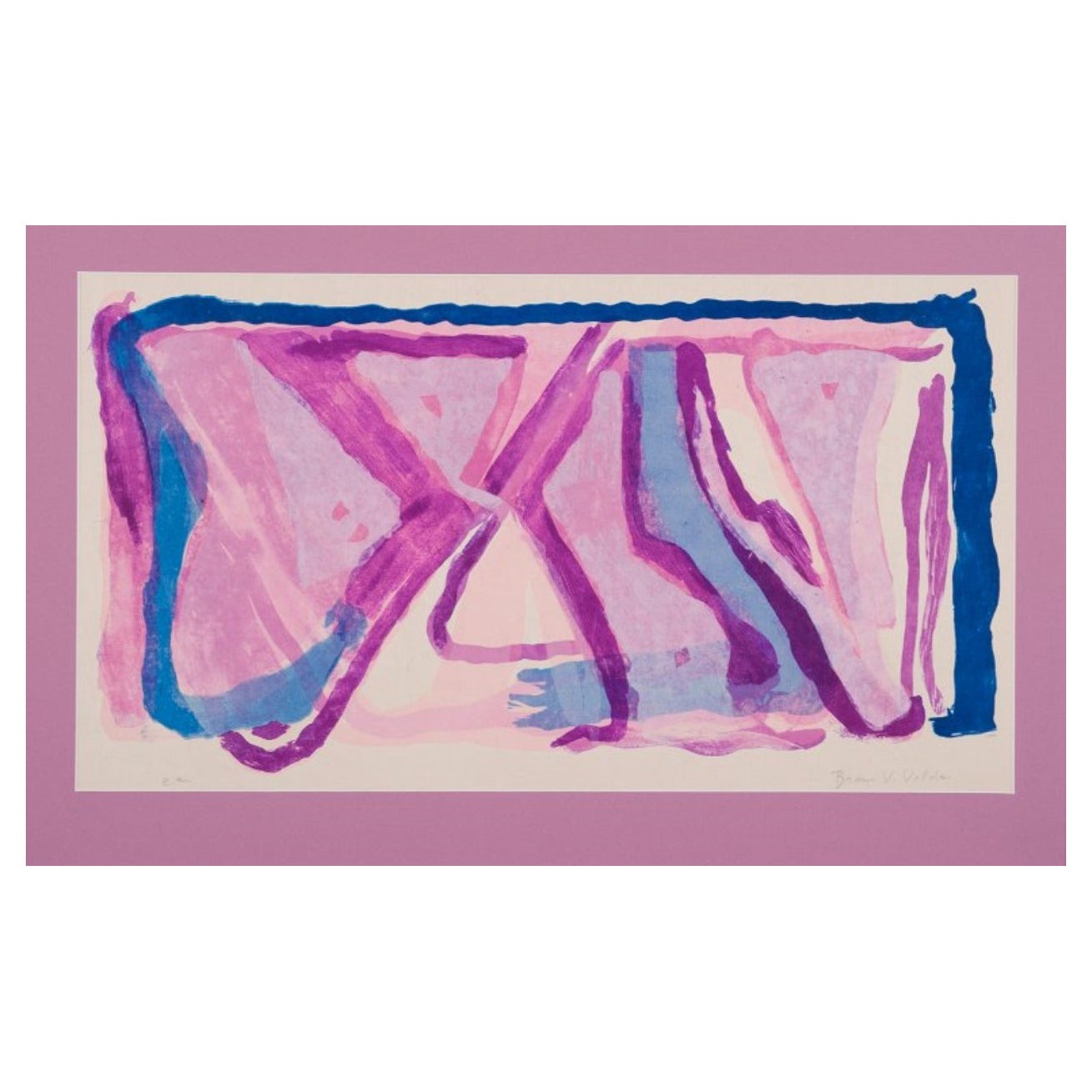 Bram Van Velde. Litografía en color. Composición abstracta