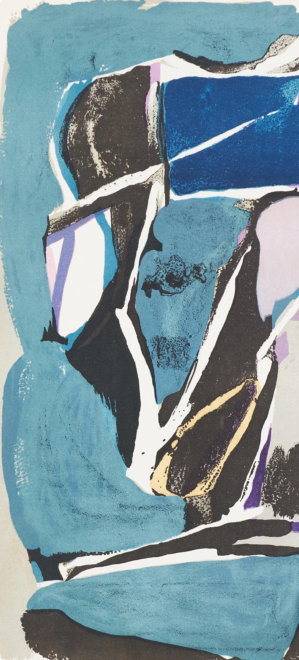 Composizione, Derrière le miroir - Abstract Print Blu di Bram Van Velde