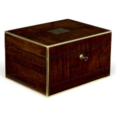Bramah London Regency Brass and Rosewood Jewelry Box, circa 1850-1870