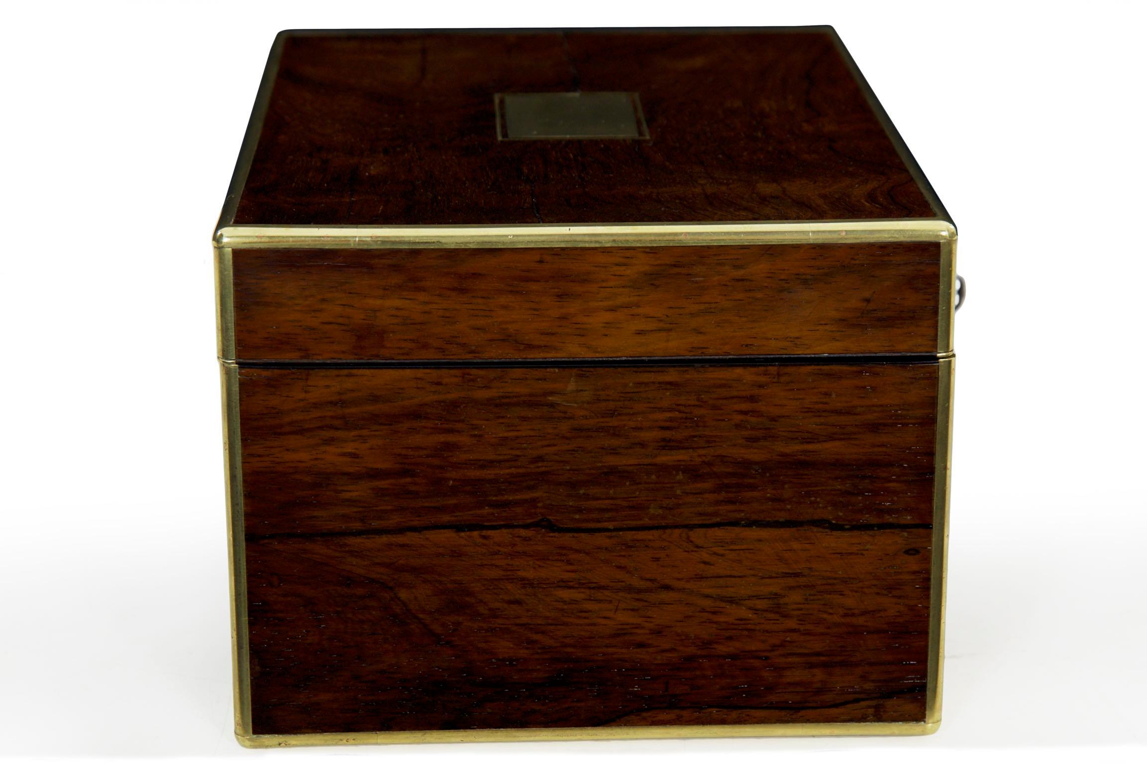 Bramah London Regency Brass and Rosewood Jewelry Box, circa 1850-1870 1