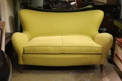 Brambilla, Green Wool and Wood Legs Midcentury Italian Sofa, 1960