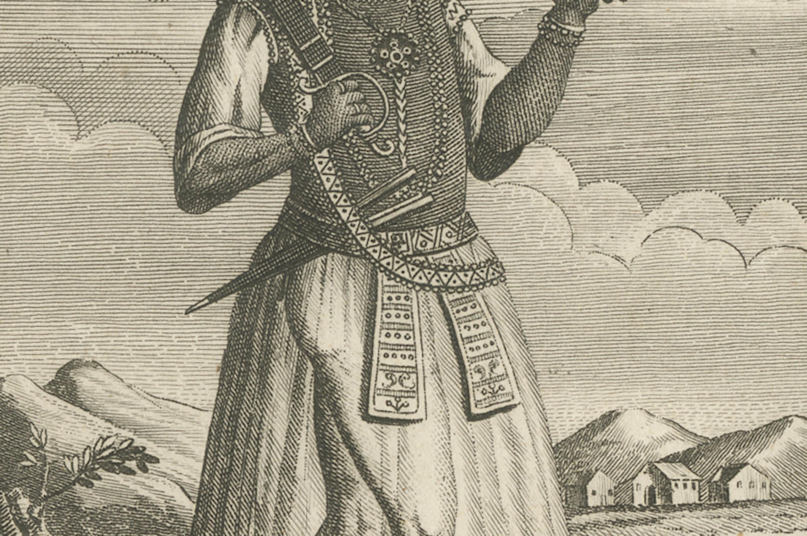 Grav�é Brame, Premier ministre du roi de Madurai - Antique French Engraving, c.1790 en vente
