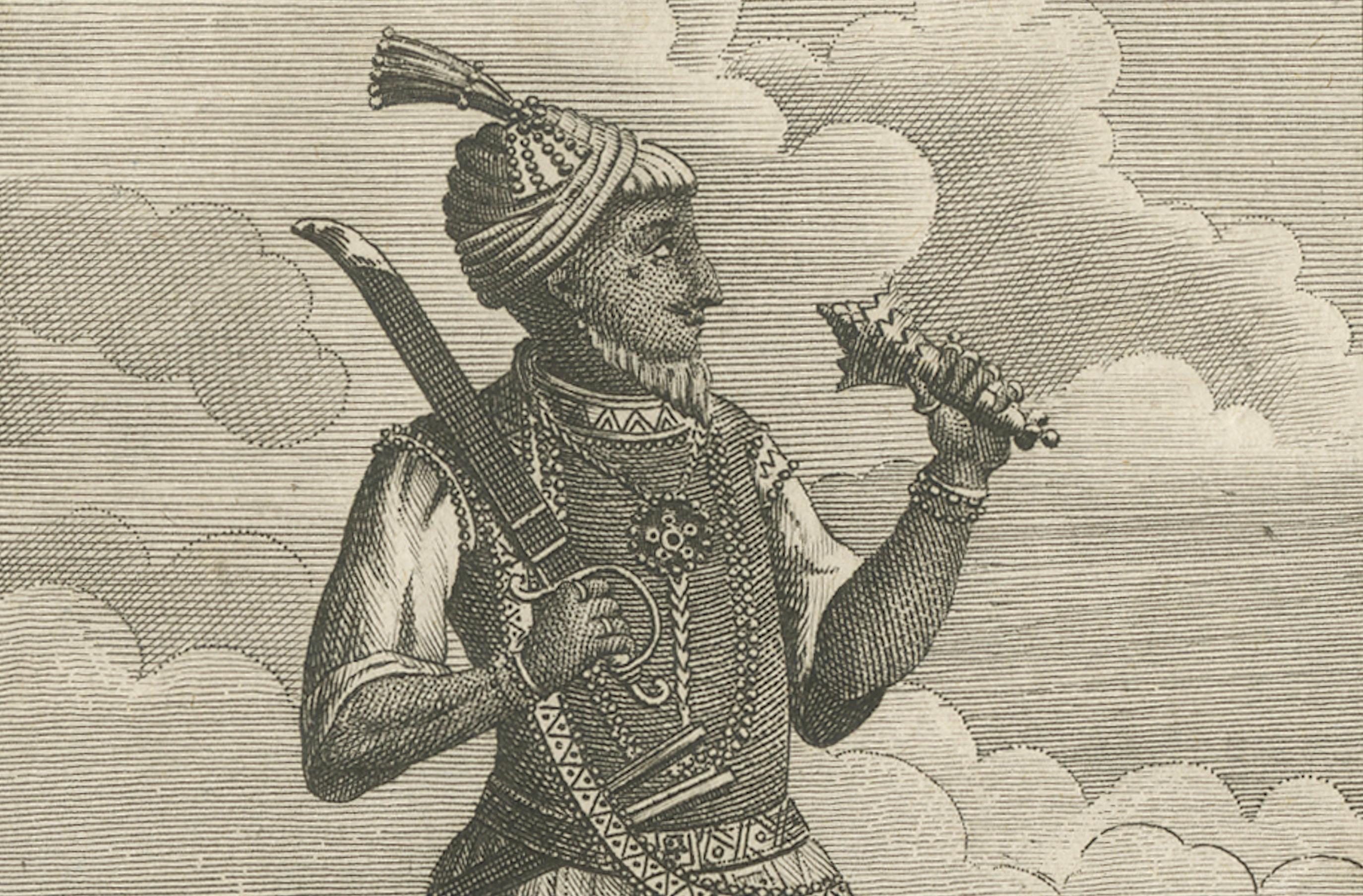 Brame, Premier ministre du roi de Madurai - Antique French Engraving, c.1790 Bon état - En vente à Langweer, NL