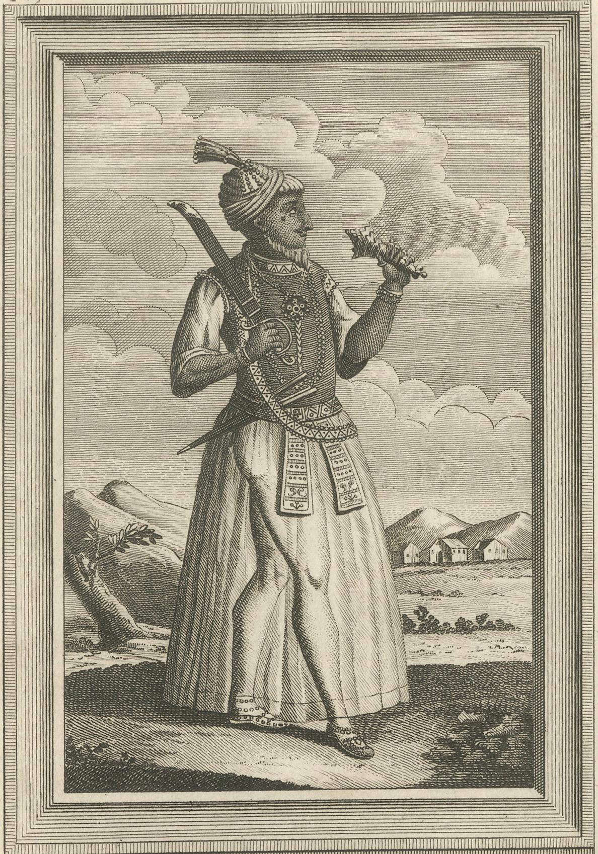 XVIIIe siècle Brame, Premier ministre du roi de Madurai - Antique French Engraving, c.1790 en vente