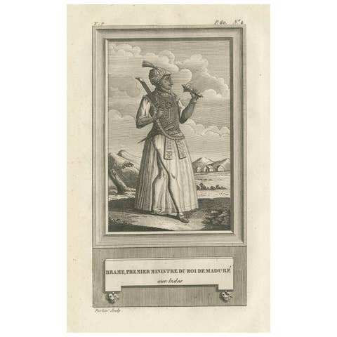 Brame, Prime Minister of the King of Madurai – Antique French Engraving, c.1790