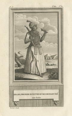 Brame, Premier ministre du roi de Madurai - Antique French Engraving, c.1790