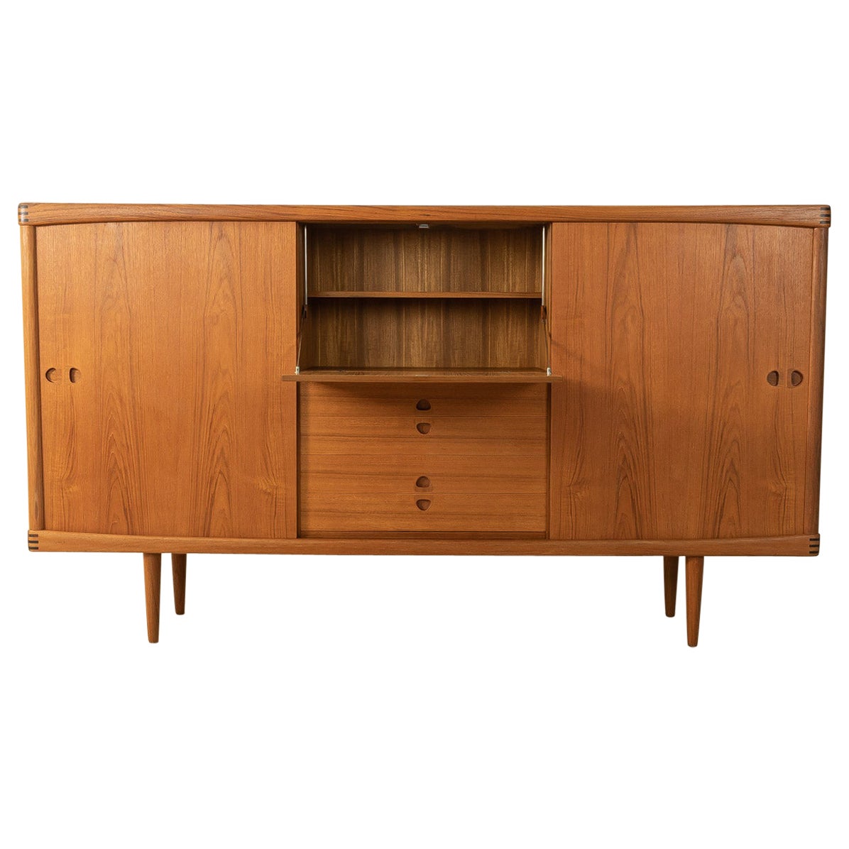 Bramin Highboard from the 1960s in Teak Veneer designed by H.W. Klein, Denmark